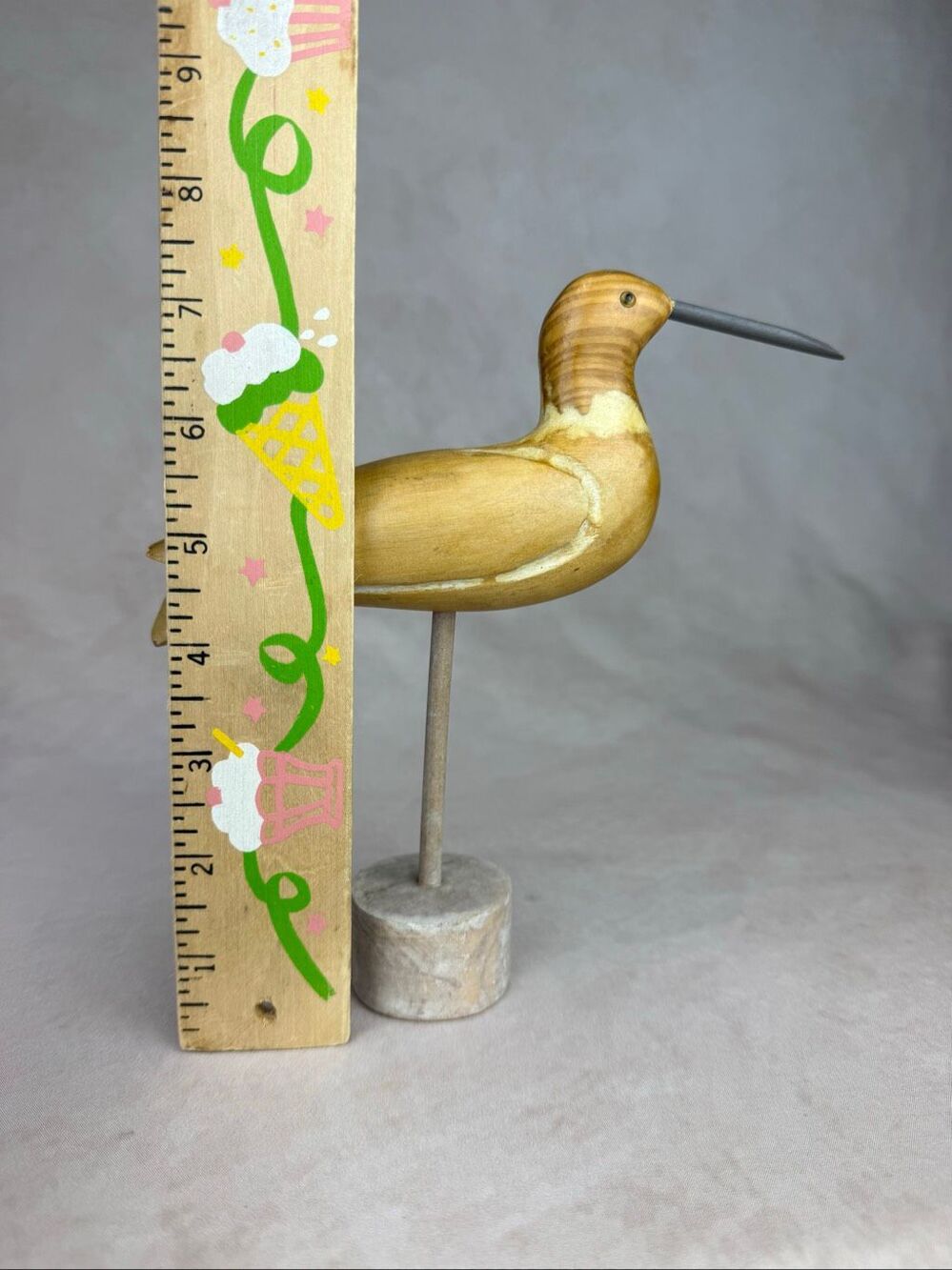 Vintage Wooden Carved Shorebird Decoy Style 8” Folk Art Primitive - Picture 3 of 12